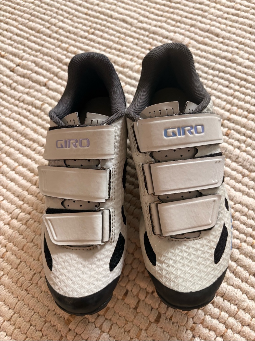 Giro Light Gray and Black Velcro Cycling Shoes
